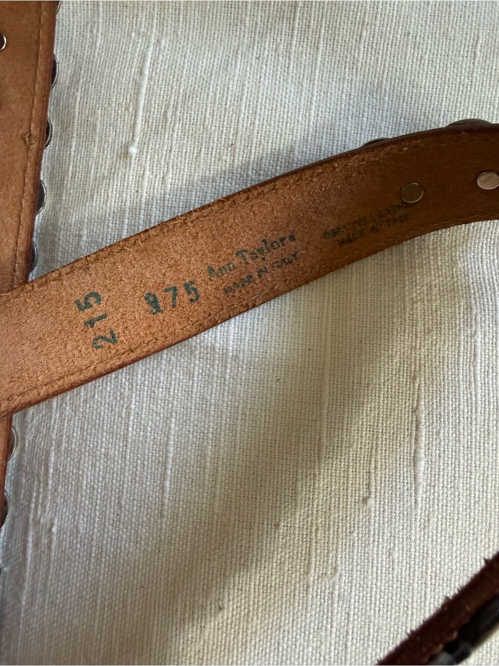 Vintage Ann Taylor silver scale metal bohemian stud belt on brown leather - Picture 4 of 4